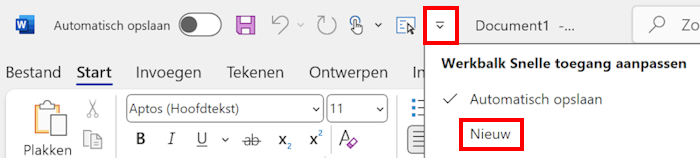 Snelle toegang leeg document